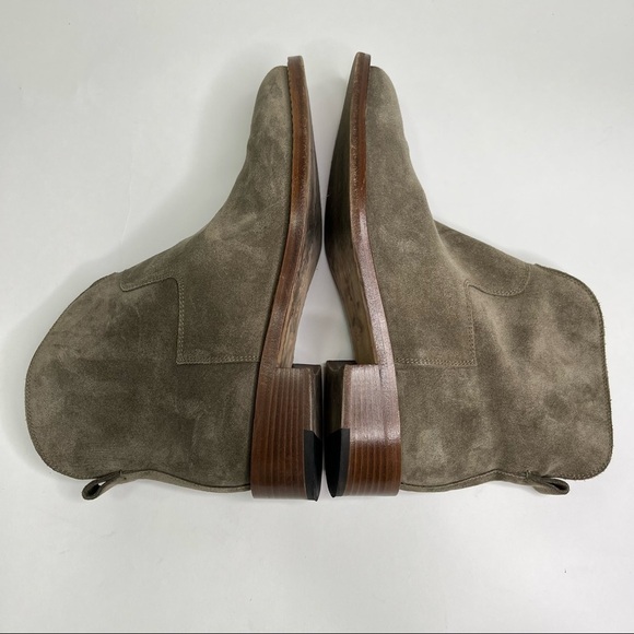 𝅺VIA SPIGA Baxter Suede Smokey Grey Green Almond Toe Leather Ankle Western Boot - Picture 7 of 15